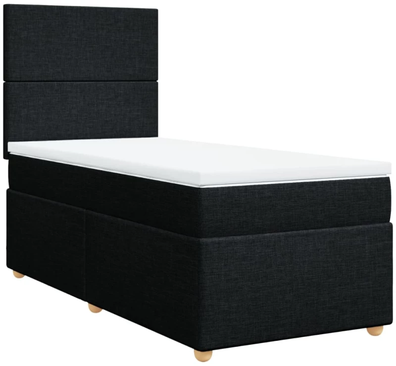 vidaXL Κρεβάτι Boxspring με Στρώμα Μαύρο 100 x 200 εκ. Υφασμάτινο