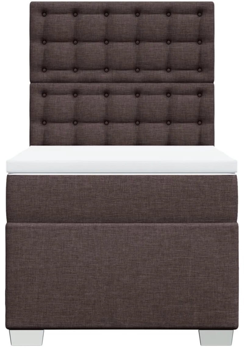 vidaXL Κρεβάτι Boxspring με Στρώμα Σκούρο Καφέ 90x200 εκ. Υφασμάτινο