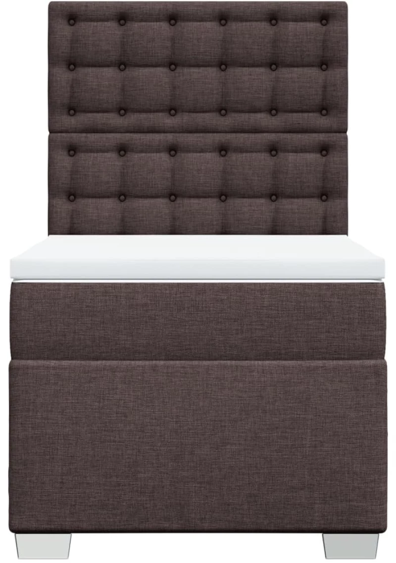 vidaXL Κρεβάτι Boxspring με Στρώμα Σκούρο Καφέ 90x200 εκ. Υφασμάτινο