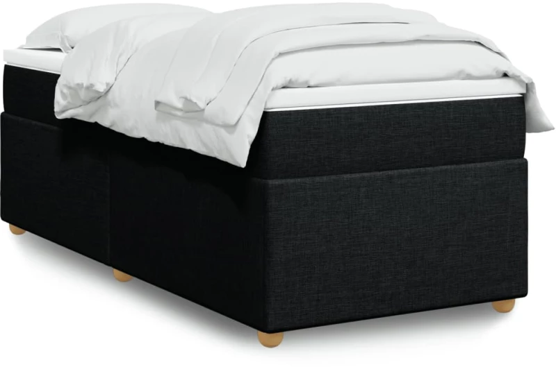 vidaXL Κρεβάτι Boxspring με Στρώμα Μαύρο 100 x 200 εκ. Υφασμάτινο