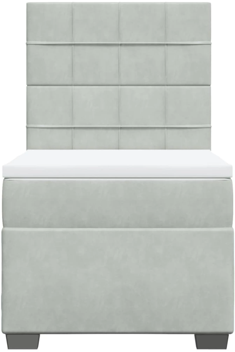 vidaXL Κρεβάτι Boxspring με Στρώμα Ανοιχτό Γκρι 100x200 εκ. Βελούδινο