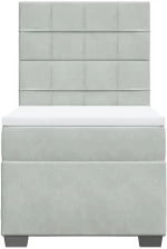 vidaXL Κρεβάτι Boxspring με Στρώμα Ανοιχτό Γκρι 100x200 εκ. Βελούδινο