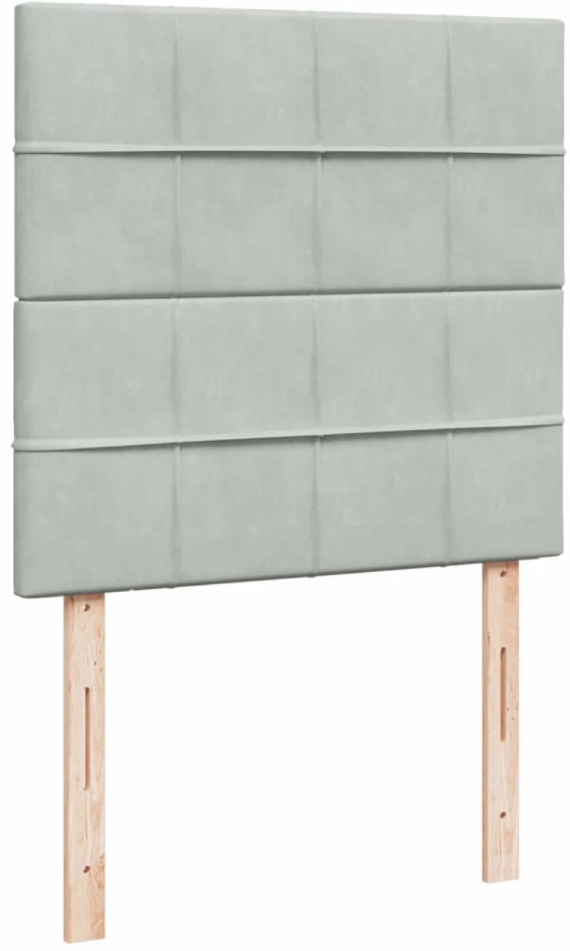 vidaXL Κρεβάτι Boxspring με Στρώμα Ανοιχτό Γκρι 100x200 εκ. Βελούδινο