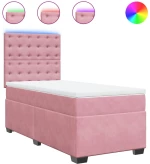 vidaXL Κρεβάτι Boxspring με Στρώμα Ροζ 90x190 εκ. Βελούδινο