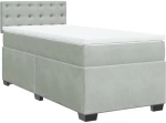 vidaXL Κρεβάτι Boxspring με Στρώμα Ανοιχτό Γκρι 100x200 εκ. Βελούδινο