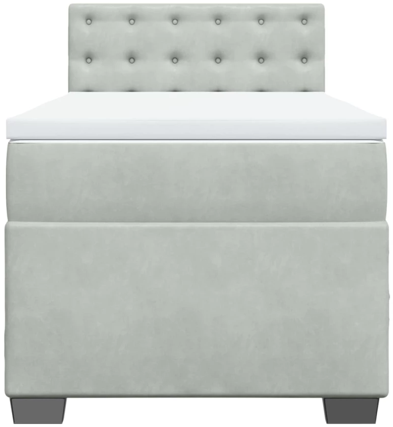vidaXL Κρεβάτι Boxspring με Στρώμα Ανοιχτό Γκρι 100x200 εκ. Βελούδινο