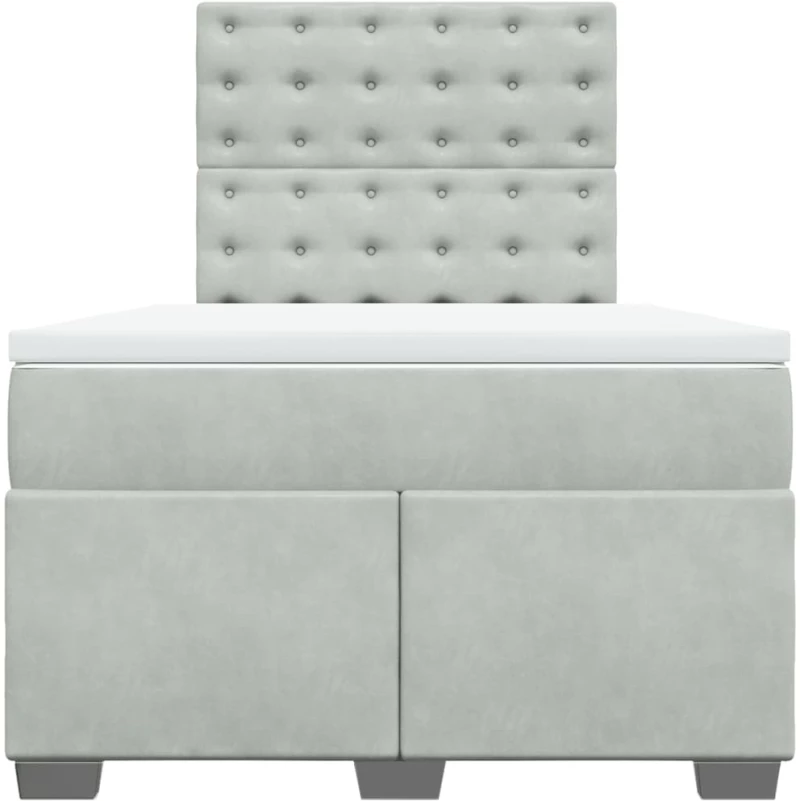 vidaXL Κρεβάτι Boxspring με Στρώμα Ανοιχτό Γκρι 120x190 εκ. Βελούδινο