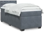 vidaXL Κρεβάτι Boxspring με Στρώμα Σκούρο Γκρι 90x200 εκ. Βελούδινο