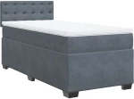 vidaXL Κρεβάτι Boxspring με Στρώμα Σκούρο Γκρι 90x200 εκ. Βελούδινο