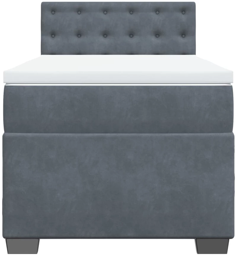 vidaXL Κρεβάτι Boxspring με Στρώμα Σκούρο Γκρι 90x200 εκ. Βελούδινο