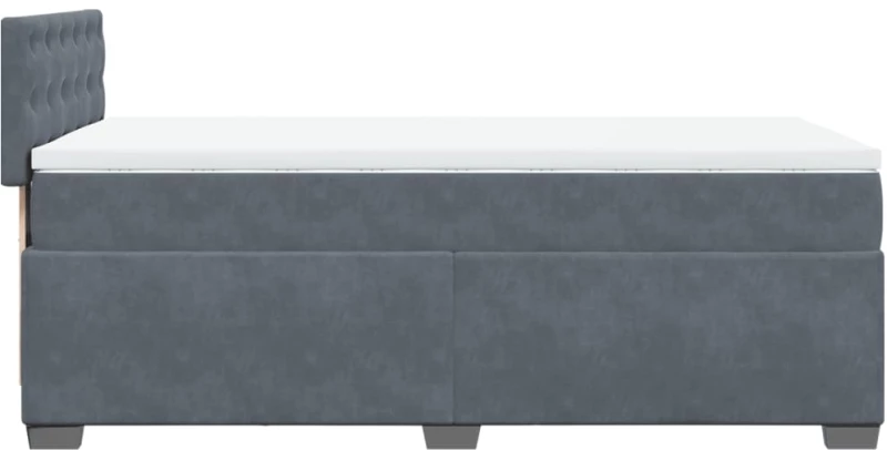 vidaXL Κρεβάτι Boxspring με Στρώμα Σκούρο Γκρι 90x200 εκ. Βελούδινο
