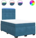 vidaXL Κρεβάτι Boxspring με Στρώμα Μπλε 120x190 εκ. Βελούδινο