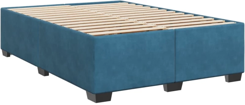 vidaXL Κρεβάτι Boxspring με Στρώμα Σκούρο Μπλε 140x190 εκ. Βελούδινο