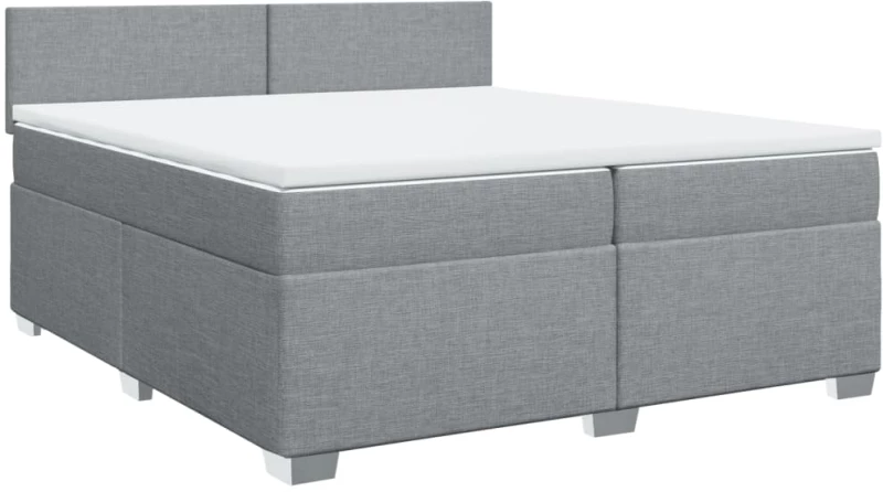 vidaXL Κρεβάτι Boxspring με Στρώμα Ανοιχτό Γκρι 200x200 εκ. Υφασμάτινο