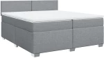 vidaXL Κρεβάτι Boxspring με Στρώμα Ανοιχτό Γκρι 200x200 εκ. Υφασμάτινο