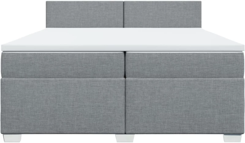vidaXL Κρεβάτι Boxspring με Στρώμα Ανοιχτό Γκρι 200x200 εκ. Υφασμάτινο