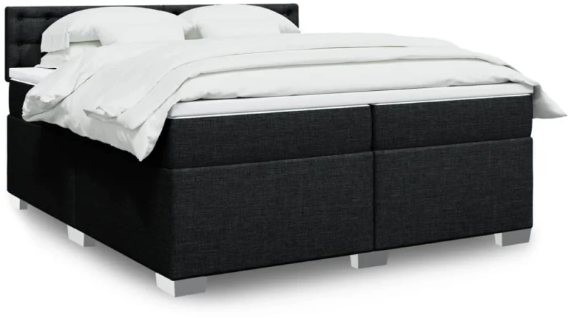 vidaXL Κρεβάτι Boxspring με Στρώμα Μαύρο 200x200 εκ. Υφασμάτινο
