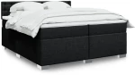 vidaXL Κρεβάτι Boxspring με Στρώμα Μαύρο 200x200 εκ. Υφασμάτινο