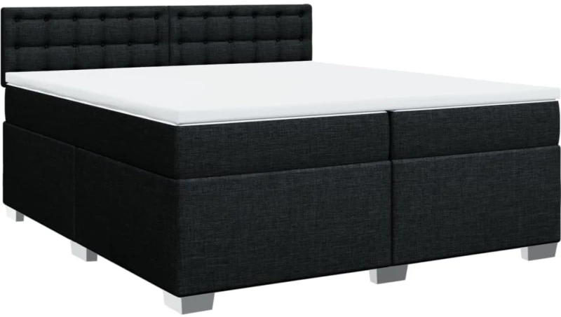 vidaXL Κρεβάτι Boxspring με Στρώμα Μαύρο 200x200 εκ. Υφασμάτινο