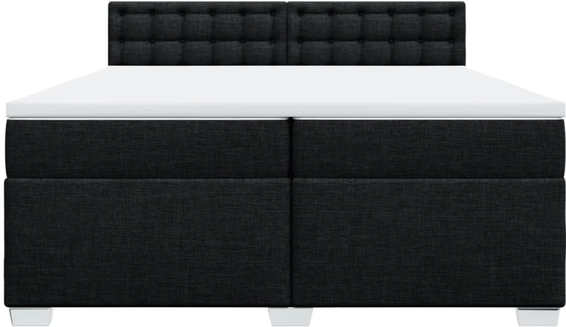 vidaXL Κρεβάτι Boxspring με Στρώμα Μαύρο 200x200 εκ. Υφασμάτινο