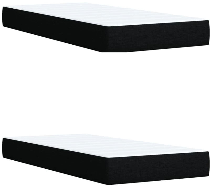 vidaXL Κρεβάτι Boxspring με Στρώμα Μαύρο 200x200 εκ. Υφασμάτινο