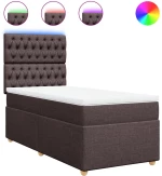 vidaXL Κρεβάτι Boxspring με Στρώμα Σκούρο Καφέ 80x200 εκ. Υφασμάτινο
