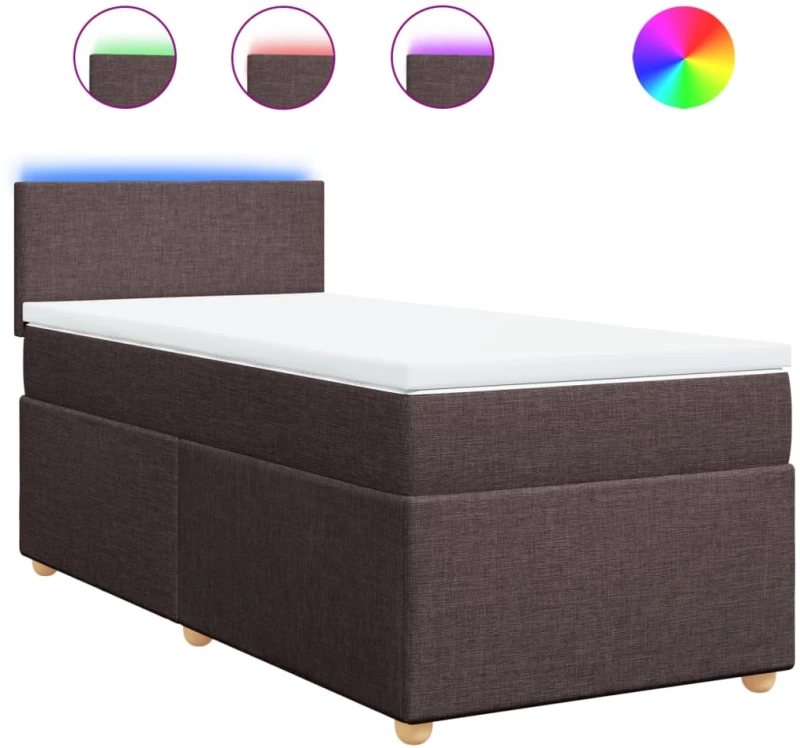 vidaXL Κρεβάτι Boxspring με Στρώμα Σκούρο Καφέ 100x200 εκ. Υφασμάτινο
