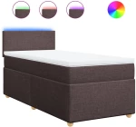 vidaXL Κρεβάτι Boxspring με Στρώμα Σκούρο Καφέ 100x200 εκ. Υφασμάτινο