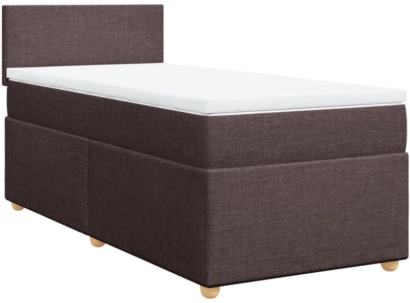 vidaXL Κρεβάτι Boxspring με Στρώμα Σκούρο Καφέ 100x200 εκ. Υφασμάτινο
