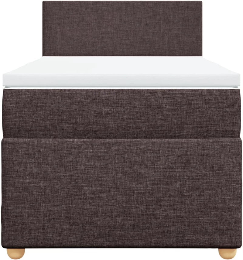 vidaXL Κρεβάτι Boxspring με Στρώμα Σκούρο Καφέ 100x200 εκ. Υφασμάτινο