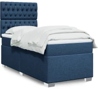 vidaXL Κρεβάτι Boxspring με Στρώμα Μπλε 90x200 εκ.Υφασμάτινο