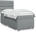vidaXL Κρεβάτι Boxspring με Στρώμα Ανοιχτό Γκρι 90x200 εκ. Υφασμάτινο