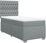 vidaXL Κρεβάτι Boxspring με Στρώμα Ανοιχτό Γκρι 90x200 εκ. Υφασμάτινο