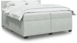 vidaXL Κρεβάτι Boxspring με Στρώμα Ανοιχτό Γκρι 200x200 εκ. Βελούδινο
