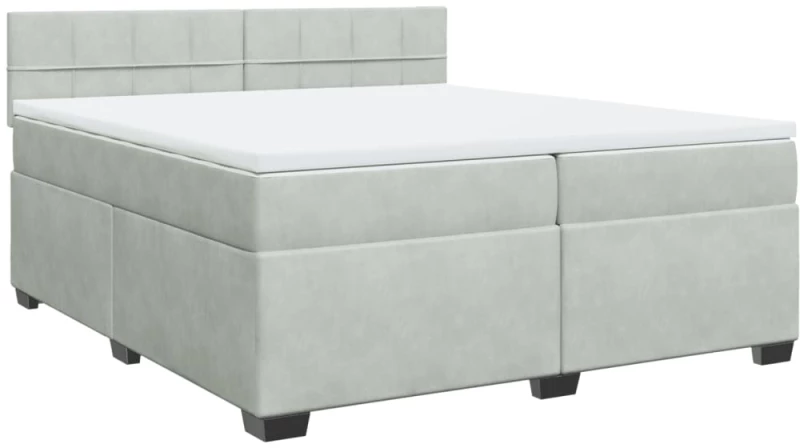 vidaXL Κρεβάτι Boxspring με Στρώμα Ανοιχτό Γκρι 200x200 εκ. Βελούδινο