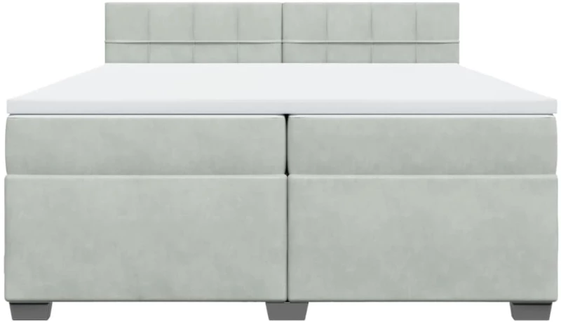 vidaXL Κρεβάτι Boxspring με Στρώμα Ανοιχτό Γκρι 200x200 εκ. Βελούδινο