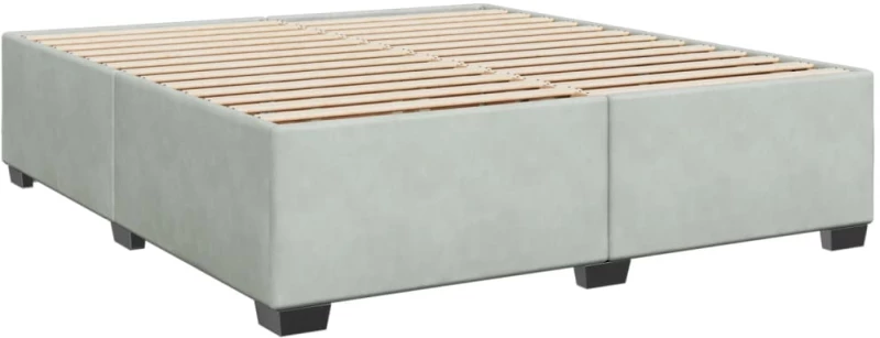 vidaXL Κρεβάτι Boxspring με Στρώμα Ανοιχτό Γκρι 200x200 εκ. Βελούδινο
