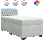 vidaXL Κρεβάτι Boxspring με Στρώμα Ανοιχτό Γκρι 100x200 εκ. Βελούδινο