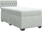 vidaXL Κρεβάτι Boxspring με Στρώμα Ανοιχτό Γκρι 100x200 εκ. Βελούδινο