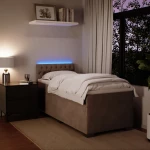 vidaXL Κρεβάτι Boxspring με Στρώμα Ανοιχτό Γκρι 100x200 εκ. Βελούδινο
