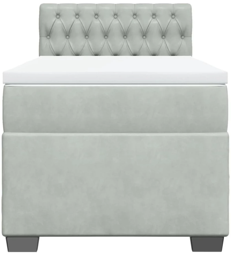vidaXL Κρεβάτι Boxspring με Στρώμα Ανοιχτό Γκρι 100x200 εκ. Βελούδινο