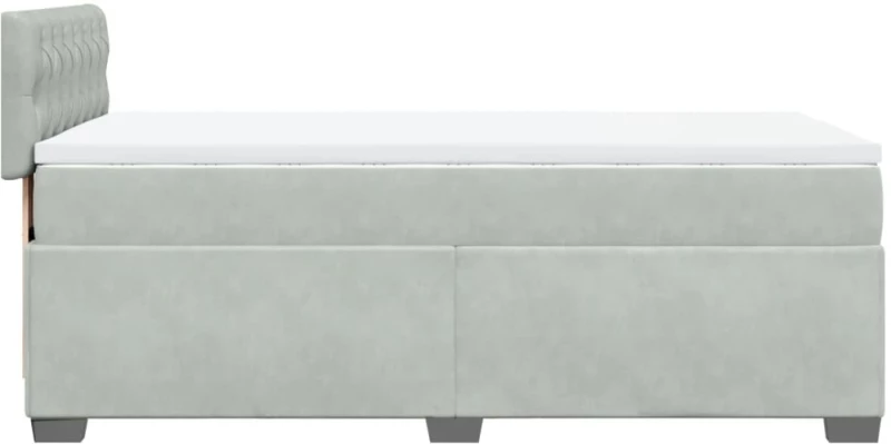 vidaXL Κρεβάτι Boxspring με Στρώμα Ανοιχτό Γκρι 100x200 εκ. Βελούδινο