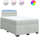 vidaXL Κρεβάτι Boxspring με Στρώμα Ανοιχτό Γκρι 120x200 εκ. Βελούδινο