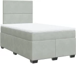 vidaXL Κρεβάτι Boxspring με Στρώμα Ανοιχτό Γκρι 120x190 εκ. Βελούδινο