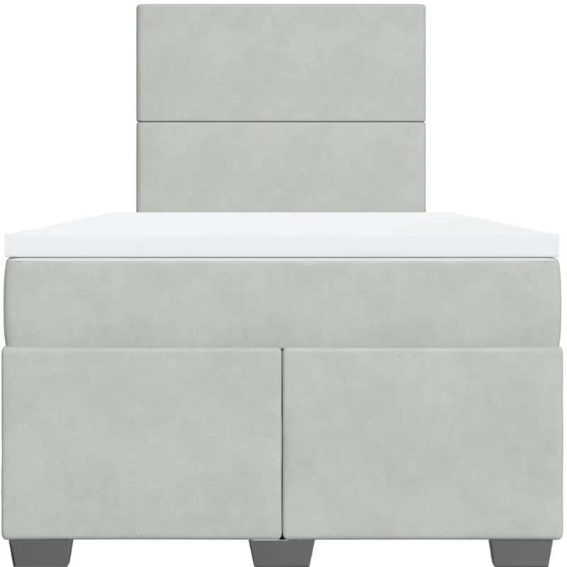 vidaXL Κρεβάτι Boxspring με Στρώμα Ανοιχτό Γκρι 120x190 εκ. Βελούδινο