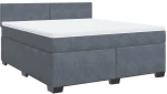 vidaXL Κρεβάτι Boxspring με Στρώμα Σκούρο Γκρι 180x200 εκ. Βελούδινο