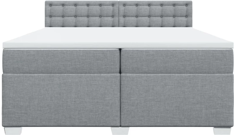 vidaXL Κρεβάτι Boxspring με Στρώμα Ανοιχτό Γκρι 200x200 εκ. Υφασμάτινο