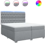 vidaXL Κρεβάτι Boxspring με Στρώμα Ανοιχτό Γκρι 200x200 εκ. Υφασμάτινο