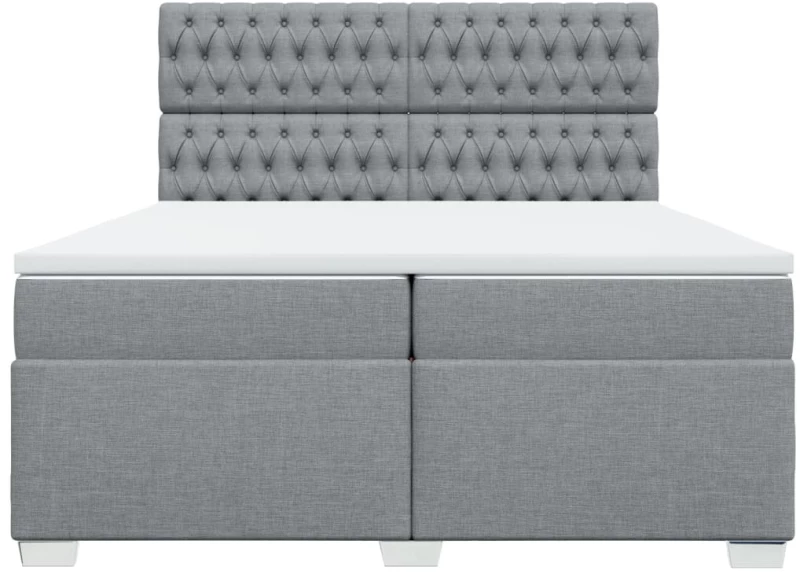 vidaXL Κρεβάτι Boxspring με Στρώμα Ανοιχτό Γκρι 200x200 εκ. Υφασμάτινο