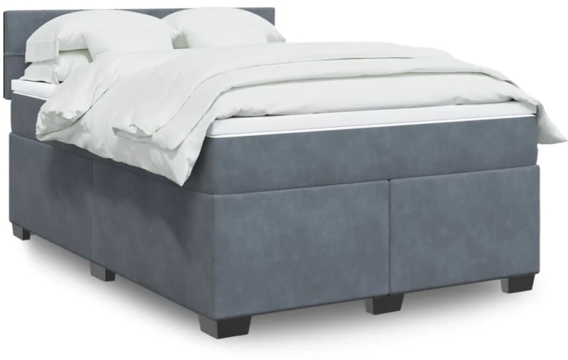 vidaXL Κρεβάτι Boxspring με Στρώμα Σκούρο Γκρι 140x200 εκ. Βελούδινο